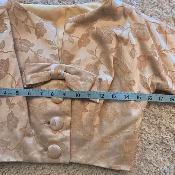 Vintage Mardi Gras 2 Piece 60s Brocade Suit Dress Champagne Color XS/ S - Picture 9 of 11